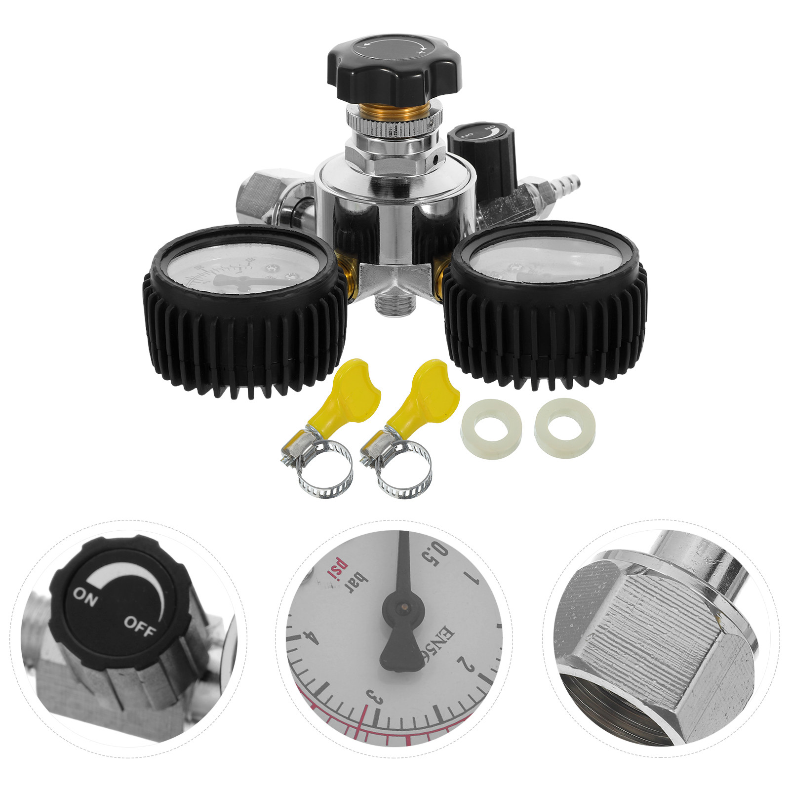 Co2 Regulator Dual Stage - 1Set Bierbrouwsysteem Cga320 Dubbele Drukmeter CO2
