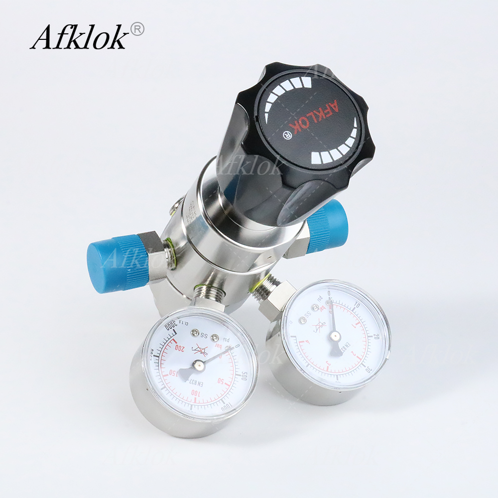 Co2 Regulator Dual Stage - Dubbele trap drukregelaar dubbele manometer inlaat