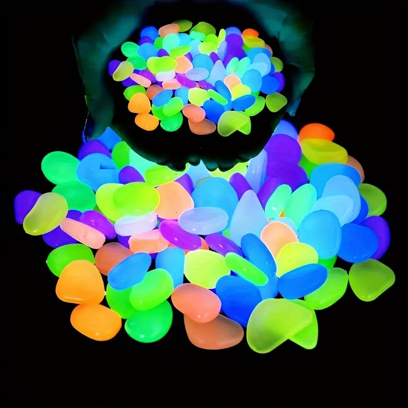 Planted Aquarium Parameters - 50-200 stuks Glow-in-the-dark kiezelstenen, lichtgevende mini-stenen,
