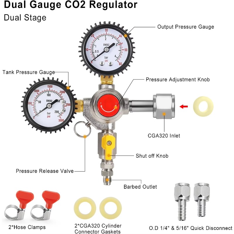 Dubbele CO2-tankregelaar voor  - Co2 Regulator Dual Stage recensie en prijs