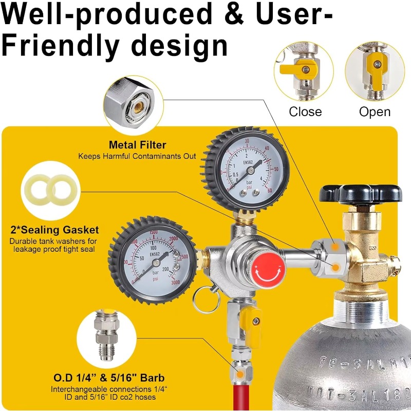 Dubbele CO2-tankregelaar voor  - Co2 Regulator Dual Stage recensie en prijs