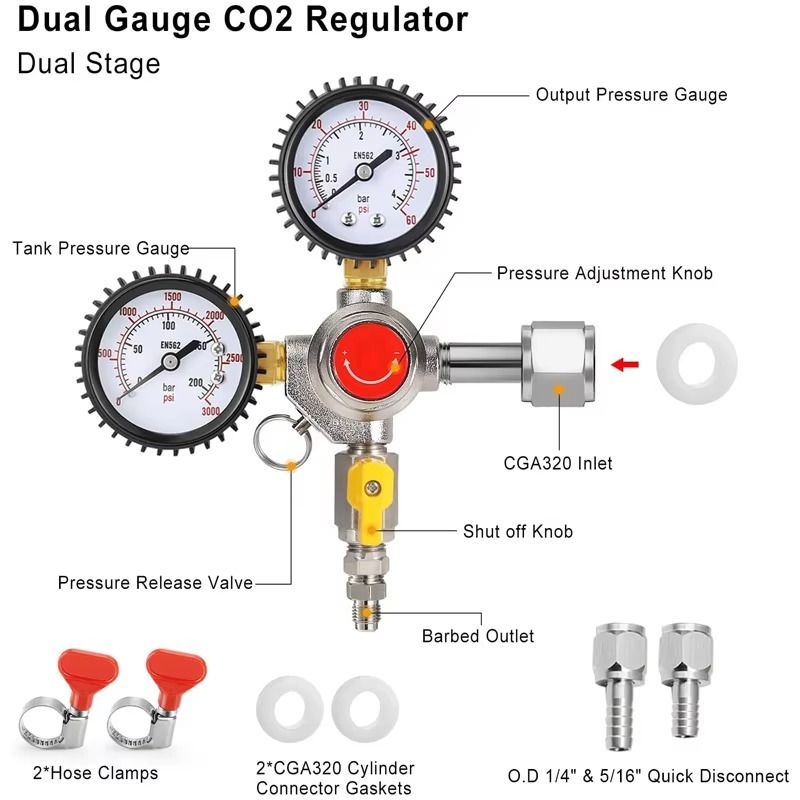 CO2-regelaar voor tapbier, 60  - Co2 Regulator Dual Stage recensie en prijs
